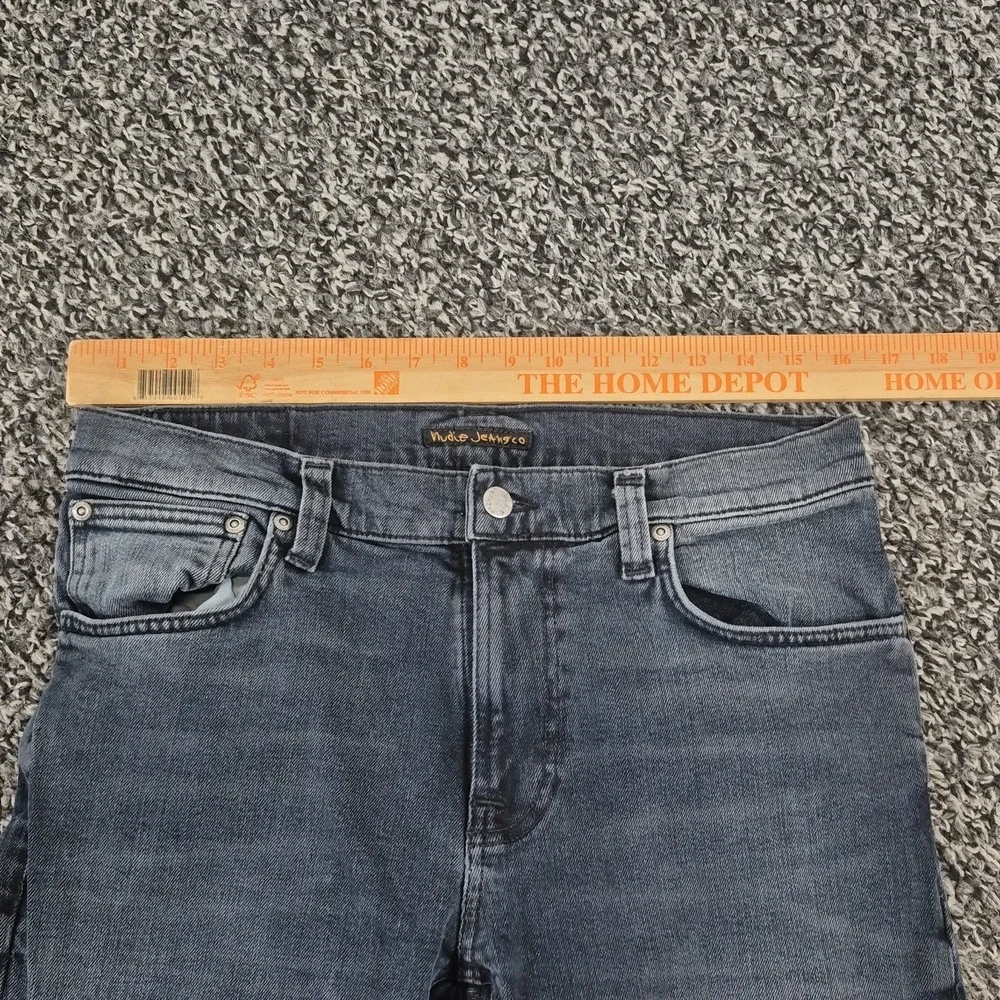 Nudie Jeans Mens 33x30 Blue Gray Thin Finn Organic Cotton Denim Slim Stretch